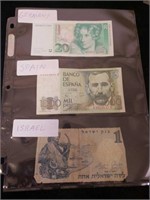 Collectible foreign paper bills