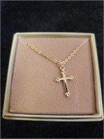 Gold tone cross pendant necklace