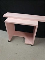 Pink desk on wheels with wall Shelf with easy