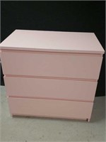 Pink 3 drawer dresser . measures 32 inches wide x