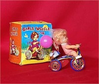 1950s Ton Wind Up Girls Tricycle Nos
New Old