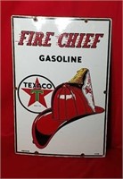 1955 Porcelain Texaco Fire Cheif Sign 
Great