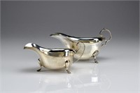 Two English silver sauce boats