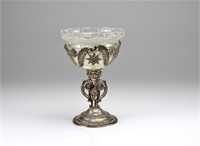 19th C German silver and cut glass footed bowl