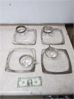 Vintage Glass & Silver Rimmed Plate & Glass