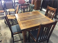 Oak table and four chairs