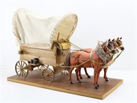 Wooden Covered Wagon Toy Model, 2-Horses &..