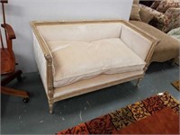 French carved and upholstered settee