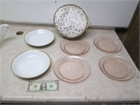 Vintage Rose Glass Plates &
