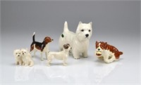 Five Beswick England dog figures