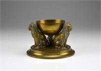 Antique figural bronze cache pot