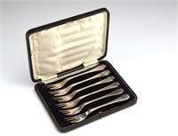 Cased set of English silver forks
