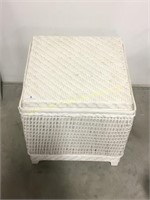 White Wicker Ottoman with Storage