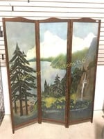 Three Panel Wooden Hand Decorated Divider