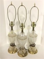3 matching glass lamps
