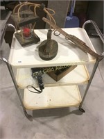 Vintage White Metal Kitchen Cart