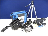 Film Camera, Tripod, Lens Scope, Camera Bag Etc