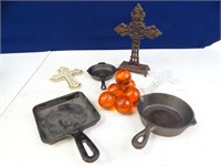 Small Cast Iron Pans & Crosses