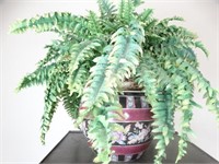 Chinese Flower Pot with Faux Fern