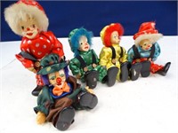 (5) Vintage Posable Clown Dolls