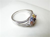 925 Silver Ring wth Colorful Sapphire