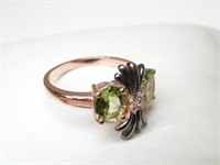 925 Silver Ring with Peridot & CZ