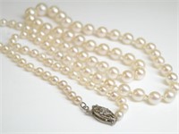 Genuine Pearl Necklace Strand w/ 10K White Gold