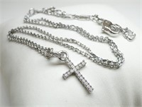 Signed Swarovski Crystal Cross Pendant Necklace