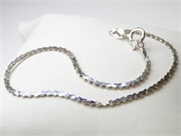 925 Silver Heart Link Serpentine Chain Bracelet