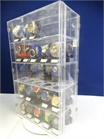 (35) New Watches in Display Case w/ Key