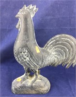 White Washed Black Iron Rooster Door Stop