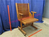 vintage wooden spindle roller chair w/arms