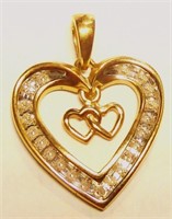 Pendentif Coeur en vrai diamants, or 10K