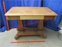 antique double pedestal library table (oak)