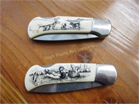 (2) Sabre Pocket Knives w/Ducks & Deer