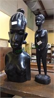 Two hand carved African wood nude women figures,