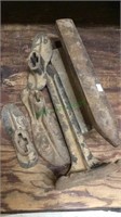 Railroad rail anvil , antique iron shoe lass with