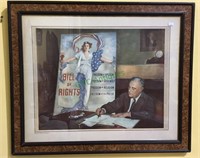 Framed vintage print of president Roosevelt