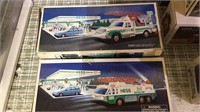 Two 2  Hess toy trucks like new in the boxes,