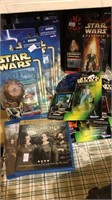 Two Blu-ray DVDs, 13 Star Wars figures in the