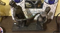 Bronze re plaster dancing couple signed and dated