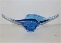 BLUE ART GLASS CENTRE PIECE BOWL