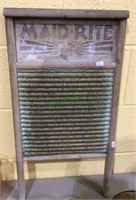 Brass and wood family size washboard, from