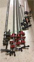 Four pipe clamps, 4 ft  and 3 small bar clamps,