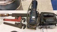 Electric sander, electric jigsaw, two small pipe