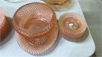 9 pieces Pink depression glass in Miss America