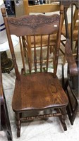 Antique pressed back Oak rocking chair, smaller