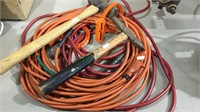 Two extension cords with two work hammers , one