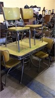 Great  yellow 1950s kitchen table & 4 chairs,