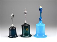 Three antique glass Victorian wedding bells